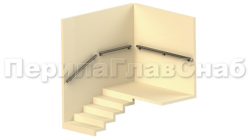 Пристенный поручень не завязан с основным ограждением. Пристенный поручень не завязан с основным ограждением.