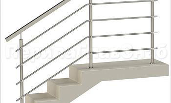 Четыре ригеля на держателях, квадратный поручень и круглые стойки в Краснодаре. Готовые проекты ПерилаГлавСнаб