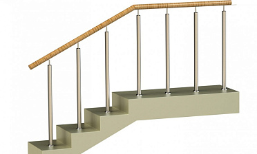 Ограждения со стойками в каждую ступень с пластиковым поручнем без ригелей купить в Краснодаре