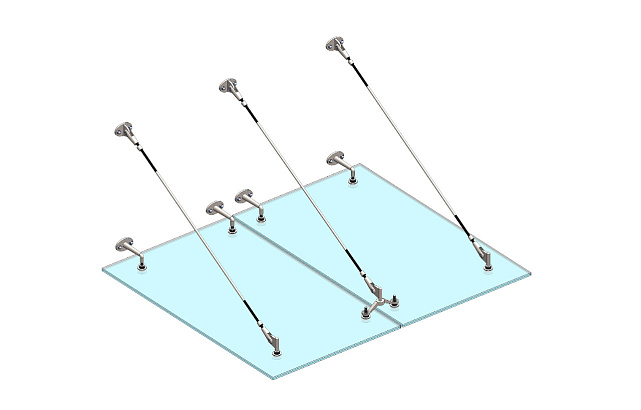 Комплект фурнитуры для козырька 1500х1800 (на вантах/тягах) k671-15-18