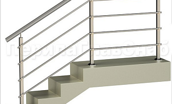 Четыре ригеля на держателях, круглый поручень и квадратные стойки в Краснодаре. Готовые проекты ПерилаГлавСнаб