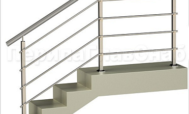 Четыре ригеля на держателях, круглый поручень и квадратные стойки купить в Краснодаре