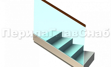 Ограждение с деревянным поручнем на профиле на лестнице купить в Краснодаре