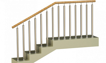 Ограждения с двумя стойками в каждую ступень с пластиковым поручнем и без ригелей купить в Краснодаре