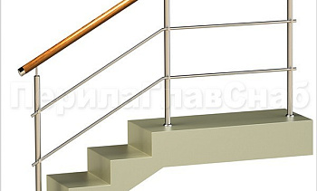 Два ригеля на держателях, круглый деревянный поручень и круглые стойки в Краснодаре. Готовые проекты ПерилаГлавСнаб