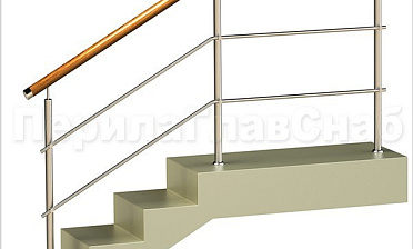 Два ригеля на держателях, круглый деревянный поручень и круглые стойки купить в Краснодаре