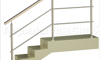 Два ригеля на держателях, квадратный поручень и круглые стойки в Краснодаре. Готовые проекты ПерилаГлавСнаб