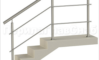 Два ригеля на сварке, круглый поручень и квадратные стойки в Краснодаре. Готовые проекты ПерилаГлавСнаб