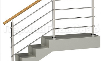 Четыре ригеля на держателях, круглый пластиковый поручень и квадратные стойки в Краснодаре. Готовые проекты ПерилаГлавСнаб