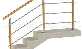 Три ригеля на держателях, квадратные деревянные поручень и стойки в Краснодаре. Готовые проекты ПерилаГлавСнаб