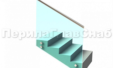 Ограждение с профильным поручнем с пазом на точечном креплении на лестнице купить в Краснодаре