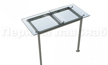 Стеклянный козырек на прямом каркасе со стойками купить в Краснодаре