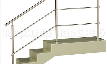 Два ригеля на держателях, круглый поручень и круглые стойки в Краснодаре. Готовые проекты ПерилаГлавСнаб