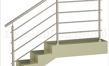 Четыре ригеля на держателях, круглый поручень и круглые стойки в Краснодаре. Готовые проекты ПерилаГлавСнаб