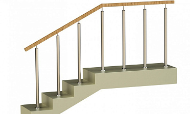 Ограждения со стойками в каждую ступень с квадратным деревянным поручнем без ригелей купить в Краснодаре