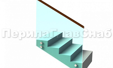 Ограждение с деревянным поручнем на точечном креплении на лестнице купить в Краснодаре