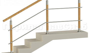 Два ригеля на держателях, квадратный деревянный поручень и квадратные деревянные стойки в Краснодаре. Готовые проекты ПерилаГлавСнаб