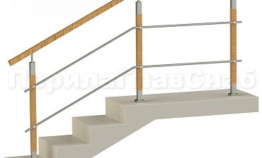 Два ригеля на держателях, квадратный деревянный поручень и квадратные деревянные стойки купить в Краснодаре