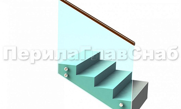 Ограждение с квадратным деревянным поручнем на точечном креплении на лестнице купить в Краснодаре