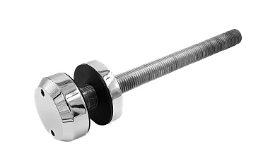 Комплект торцевого крепления несущего стекла, укороченный, шпилька оцинкованная, гайка-шайба Ø50х13х9мм с внутренней резьбой М16, шлифованный AISI 201 Фk277-3-2 купить в Краснодаре