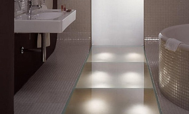 Стеклянные полы в ванной купить в Краснодаре