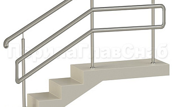 Нержавеющие ограждения с двойным поручнем без ригелей - вариант 1 в Краснодаре. Готовые проекты ПерилаГлавСнаб