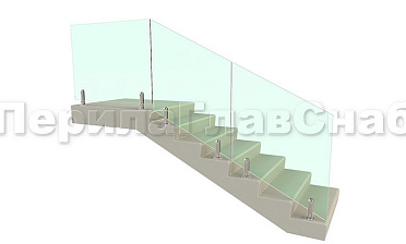Цельностеклянное лестничное ограждение на министойках из нержавеющей стали для крыльца купить в Краснодаре