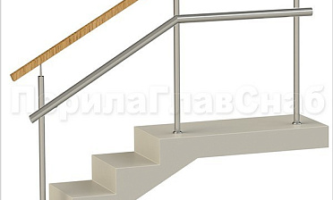 Ограждения с квадратным деревянным поручнем и дополнительным поручнем без ригелей купить в Краснодаре