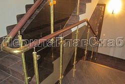 Латунные перила под золото в Краснодаре. Готовые проекты ПерилаГлавСнаб - фото 14