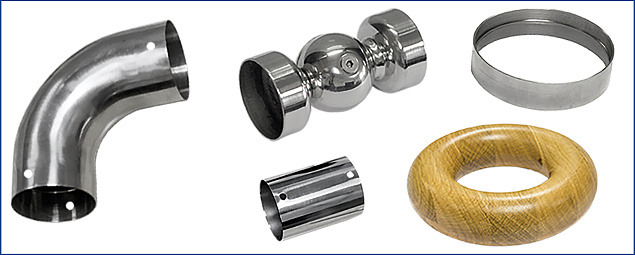 Соединители и отводы для деревянного поручня в Краснодаре. Комплектующие для лестничных ограждений и перил ПерилаГлавСнаб